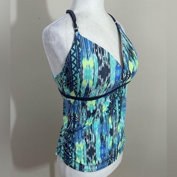 Free Country sz med tankini top in blues, lime green, black - Picture 11 of 13